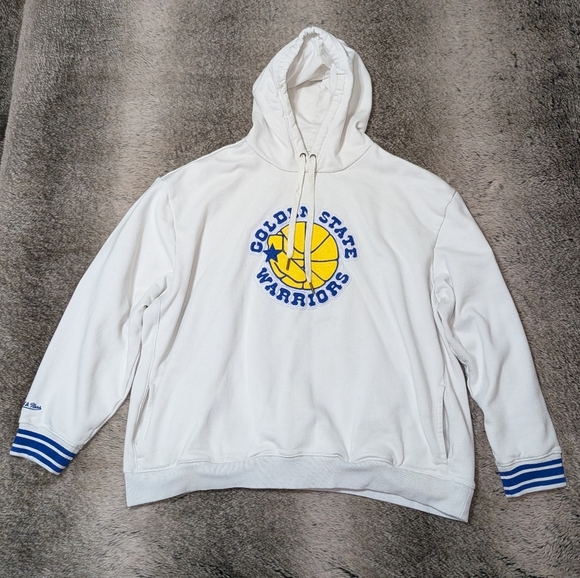 Mitchell & Ness Golden State Warriors Retro Pullover Hoodie Cream 3XL - Picture 3 of 10